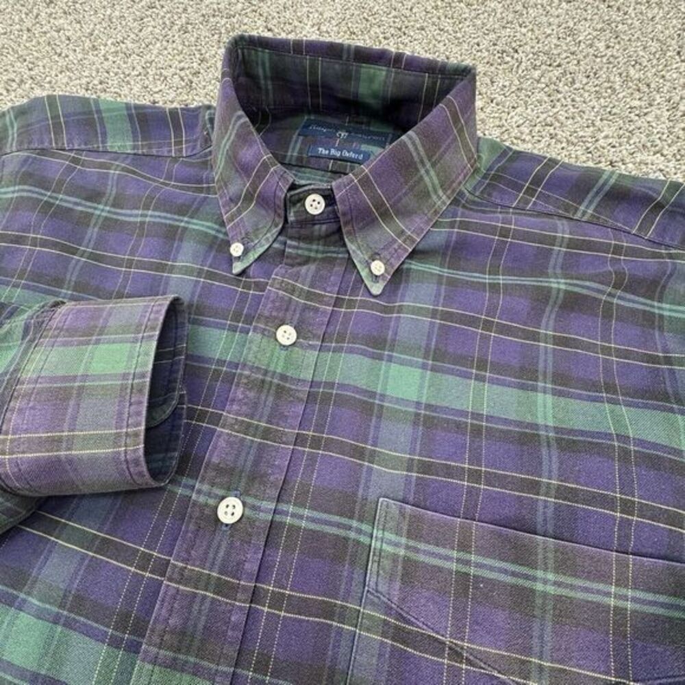 VTG Ralph Lauren Polo Oxford Big Shirt Men Medium Plaid Long Sleeve 90s